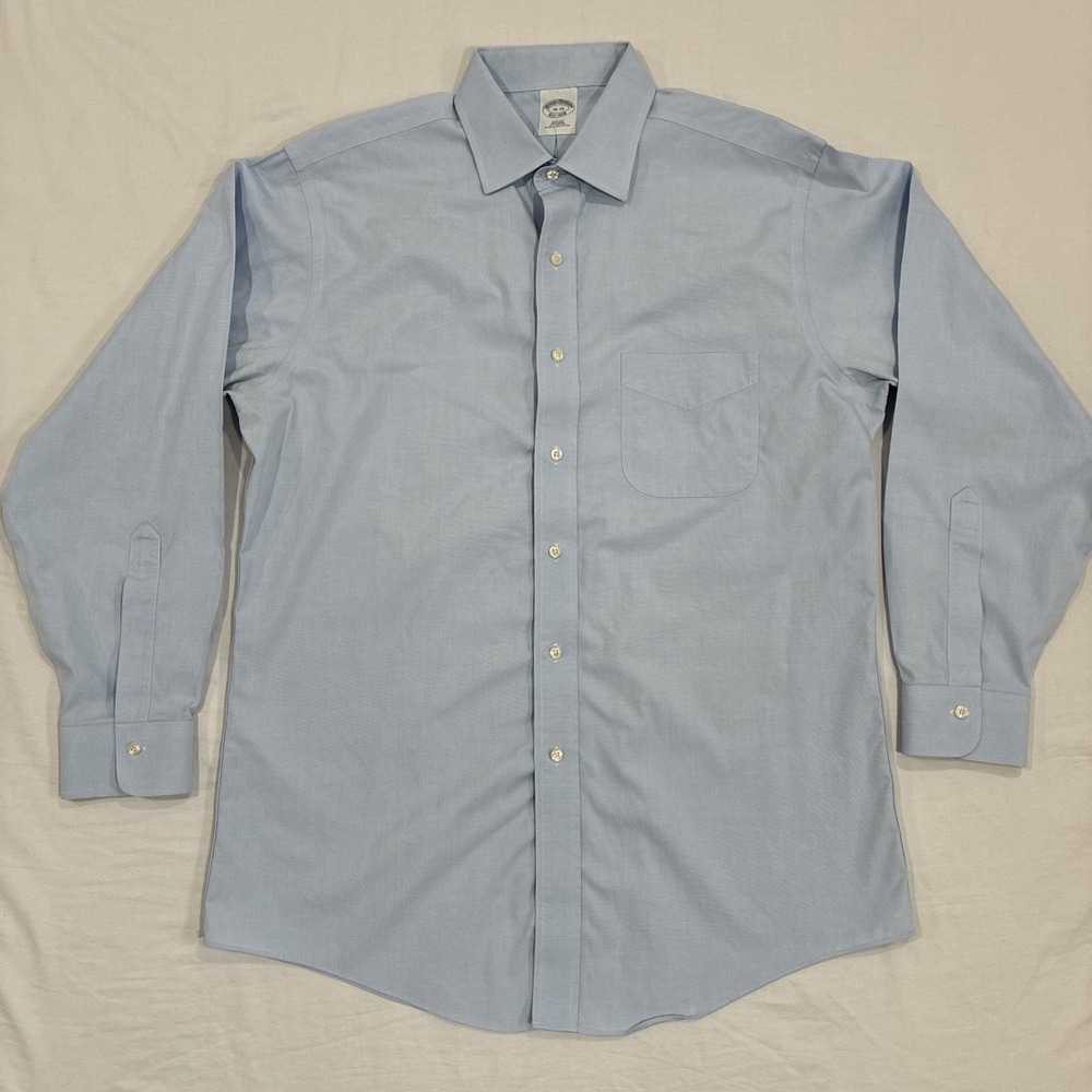Brooks Brothers Dress Shirt Men's 16-33 Blue Button Up Long‎ Sleeve Collared